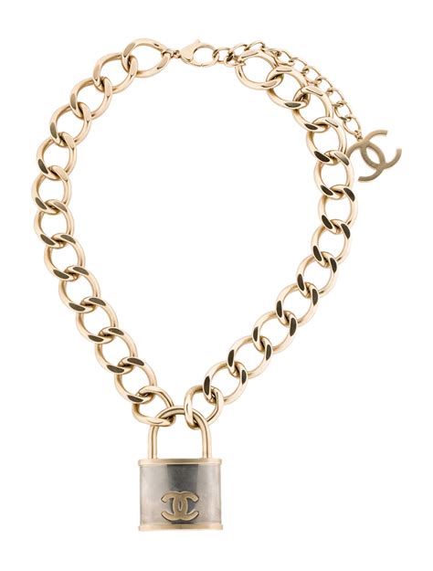 chanel chain padlock necklace|chanel chunky chain necklace.